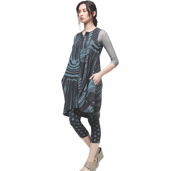 EUC Porto San Francisco Medina Zip-Up Vest Dress Sz 0 Abstract Print Sleeveless - Picture 1 of 16